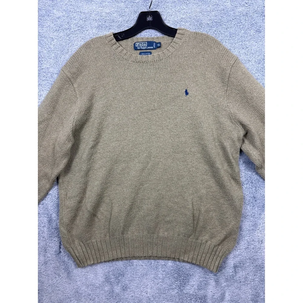 Polo Ralph Lauren Mens XL Green Cotton Crewneck Sweater Pony Logo